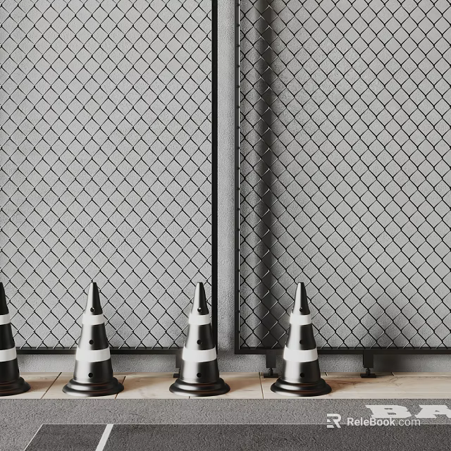 Modern Industrial Metal Mesh Wall Structure With Steel Frame And Decorative Design 3d model 