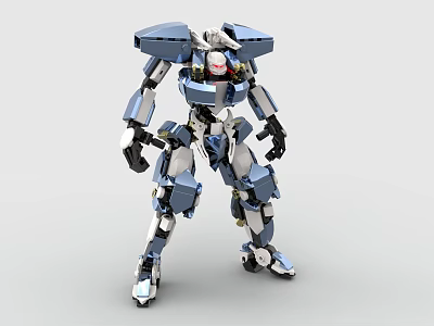Blue And White Building Blocks Robot Featuring Detailed Mechanical Structure Design 3d model