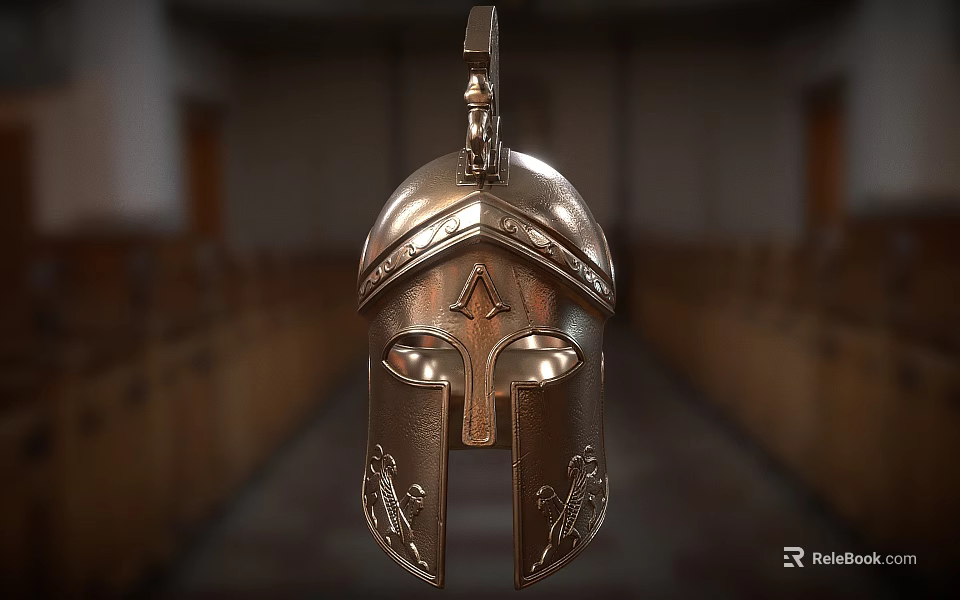 Vintage Bronze Spartan Helmet Decorative Ornament Set for Home Decor 3d model 