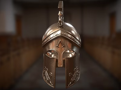 Vintage Bronze Spartan Helmet Decorative Ornament Set for Home Decor 3d model