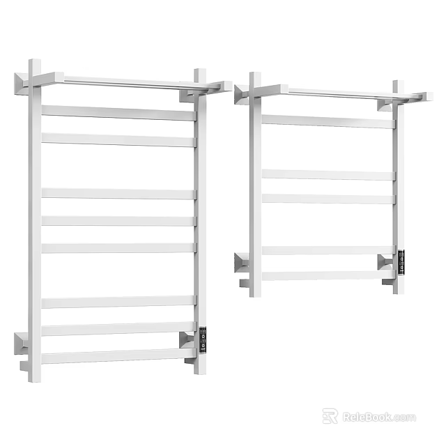 White Wall Mounted Bathroom Cabinet Rack With Multi Tier Shelves For Storage 3d model 