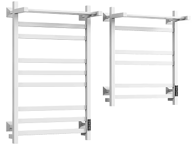White Wall Mounted Bathroom Cabinet Rack With Multi Tier Shelves For Storage 3d model