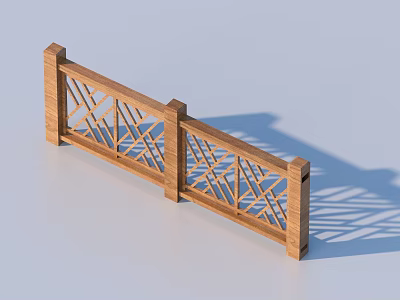 Wooden Railing With Intricate Geometric Carved Pattern For Home Decoration Design 3d model