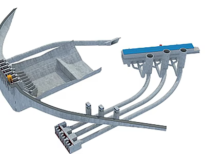 Industrial Plant Structure With Concrete Framework Piping Systems And Metal Components 3d model