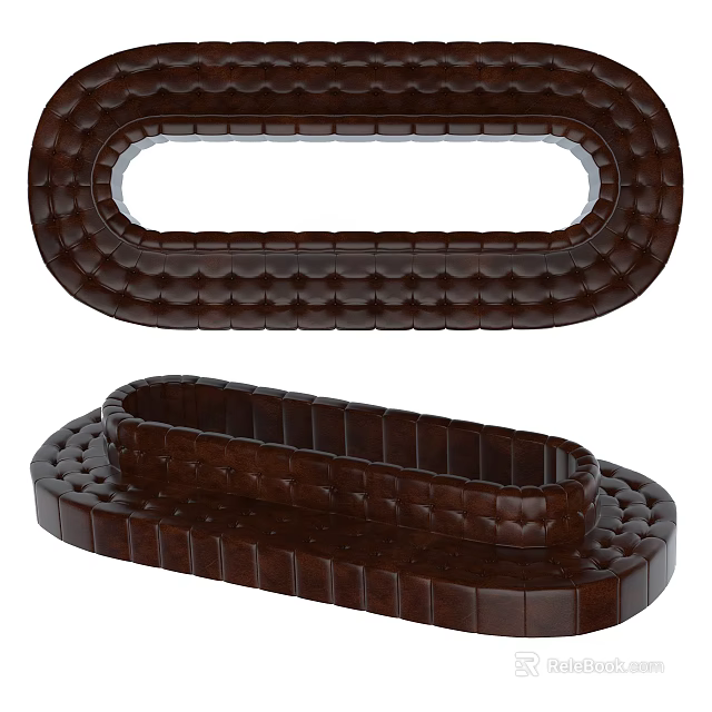 Modern Irregular Shaped Sofa With Brown Textured Surface And Unique Curved Design 3d model 