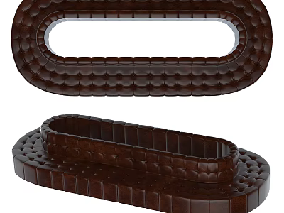 Modern Irregular Shaped Sofa With Brown Textured Surface And Unique Curved Design 3d model