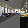 Modern 4S Car Dealership Showroom With Display Cars Comfortable Seating And Indoor Plants