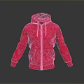 Stylish Red Front Zipper Hoodie With Long Sleeves For Everyday Wear