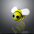 Cute Yellow Black Striped Bee Toy With Big Black Eyes And White Wings