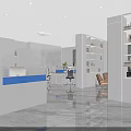 Modern Reception Area With Spacious Bright Interior Large Windows Sofa Chairs And Marble Floor 3d model