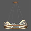 Elegant Modern Chandelier With White Wave Pattern And Metal Hanging Frame Design 3d model