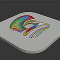 Cartoon Scene With White Square Platform And Wavy 3D Decorative Design On Dark Backdrop