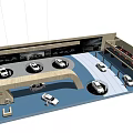 Modern Covered Parking Lot Design With Multiple Cars And Sheltered Structure