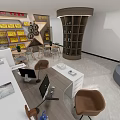 Well Organized Conference Room Interior With Head Table Orange Chairs White Tables And Windows