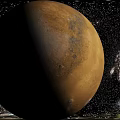 Mars Planet In Cosmic Space With Stars And Galaxies Background