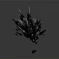 Black Crystal Fragmented Structure With Shattered Pieces On White Reflective Background