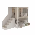 Modern Bunk Bed Design With Wooden Staircase And Upholstered Headboard White Finish