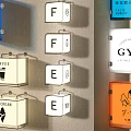 Road Facilities Including Colorful Directional Signs for Gym Cafe Patisserie and Coffee