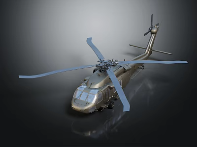 Modern Military Helicopter 3D Rendered Model with Metallic Reflective Surface and Extended Rotor Blades 3d model