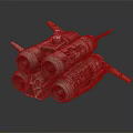 Scifi Spaceship 3D Model With Multiple Engines And Gray Red Mechanical Structure 3d model