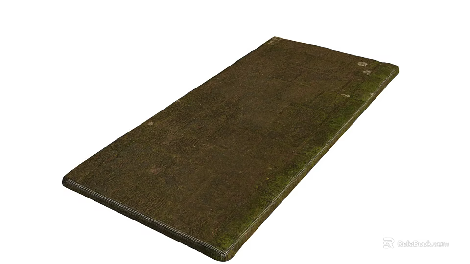 Dark Brown Mossy Stone Slab With Natural Textured Surface And Weathered Edges 3d model 