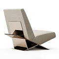 Modern Design Single Sofa With Light Beige Fabric Upholstery And Geometric Metal Base