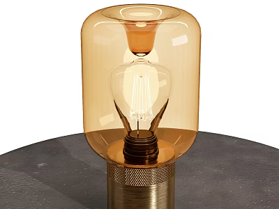 Modern Table Lamp With Amber Glass Shade And Vintage Filament Bulb 3d model