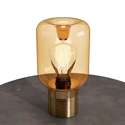 Modern Table Lamp With Amber Glass Shade And Vintage Filament Bulb 3d model