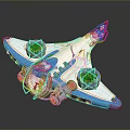 Futuristic Blue And White Aircraft With Transparent Cockpit Orange Accents And Wheels