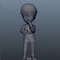 Game Movie Character 3D Model Orange Hair Blue Eyes Blue Suit Thinking Pose Multiple Angles