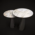 Modern Round Side Tables With Marble Tabletop And Sleek Metal Base