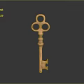 Copper Key With Intricate Design Three Circular Rings And Ornate Handle On Dark Background