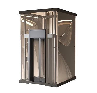 Modern Elevator Design With Glass Door Metal Frame And Interior Lighting 3d model