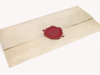 Vintage Decorative Ornament Set with Beige Envelope and Red Wax Seal 3d model