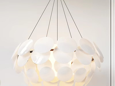 Modern White Chandelier With Multiple Circular Discs And Hanging Design For Interior Decor 3d model