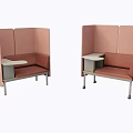 Pink Single Sofa with Partition Design and Small Table for Private Seating 3d model