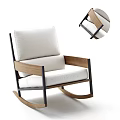 Modern Single Sofa Rocking Chair Design With White Cushion And Wooden Frame