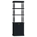 Black Tall Storage Shelf With Multi Tier Design And Cabinet Base