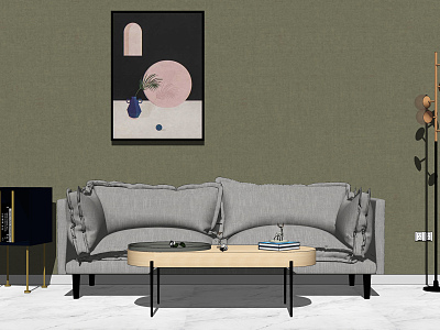 Modern double sofa coffee table combination model