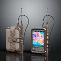 Vintage Portable Devices With Leather Cover Metal Antenna And Color Screen