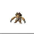 3D Modeled Cartoon Style Spiky Back Stuffed Toy With Yellow Body And Sharp Claws