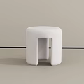Modern White Stool With Rounded Shape Smooth Surface And Minimalist Design 3d model