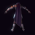 Detailed 3D Fantasy Armor Model With Silver Metallic Plates And Blue Cape