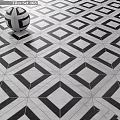 Black And White Diamond Pattern Floor Tiles In Marble Geometric Design 3d model