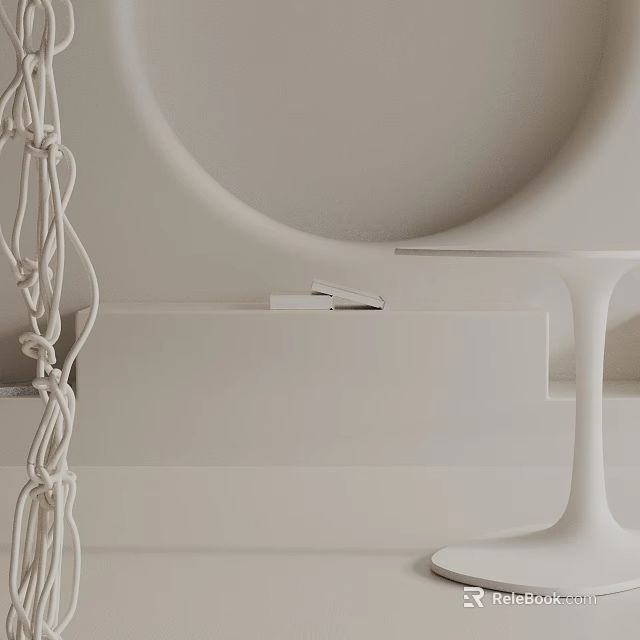 Modern Minimalist Side Table In Living Room With Sleek Design And White Finish 3d model 
