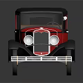 Vintage Red And Black Classic Car With Golden Spoke Wheels And Retro Design
