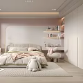 Bright Kids Room With Pink White Bed Stuffed Bear Desk Chair And Shelves