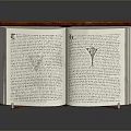 Open Leather Cover Book Furniture Piece With Text Illustrations Red Decoration And Brown Straps