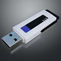 White USB Flash Drive With Black Accent Blue Stripe And 8GB Capacity
