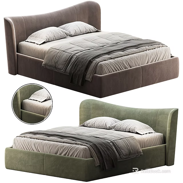 Modern Upholstered Double Bed With Soft Bedding And Decorative Pillows 3d model